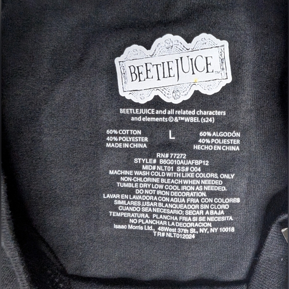 NWT Mens Large Beetlejuice Black T-shirt Short Sleeve 'The Ghost With the Most' - Picture 3 of 7